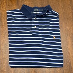 Polo by Ralph Lauren Men's Striped Polo Shirt in Navy & White Pima Soft Touch-XL
